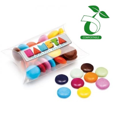 Eco Pouch Box comes filled with sweets. This box is made from Sustainably Sourced Packaging, and can be composted/recycled