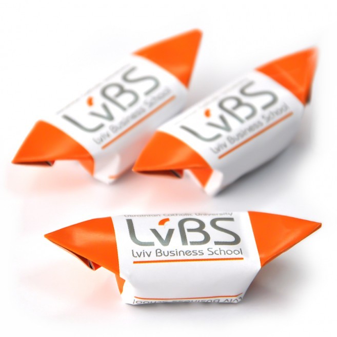 Paper wrapped promotional sweets. Full colour printed wrappers