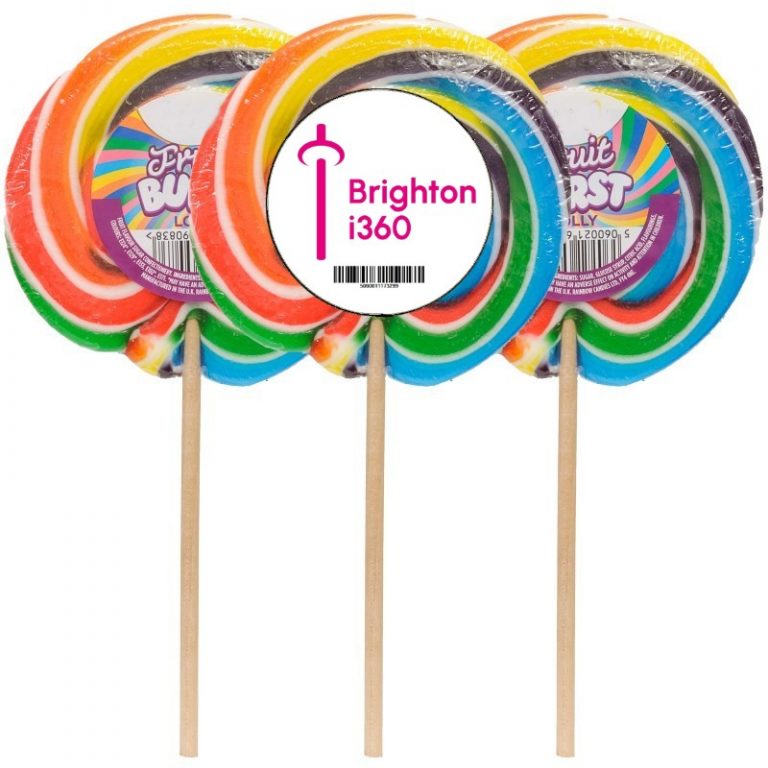 Promotional Swirly lollipop with printed sticker